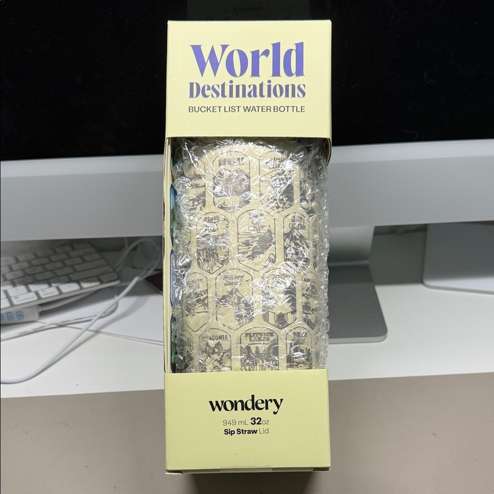 World Destinations Wondery 32oz Bucket List Water Bottle - Yellow